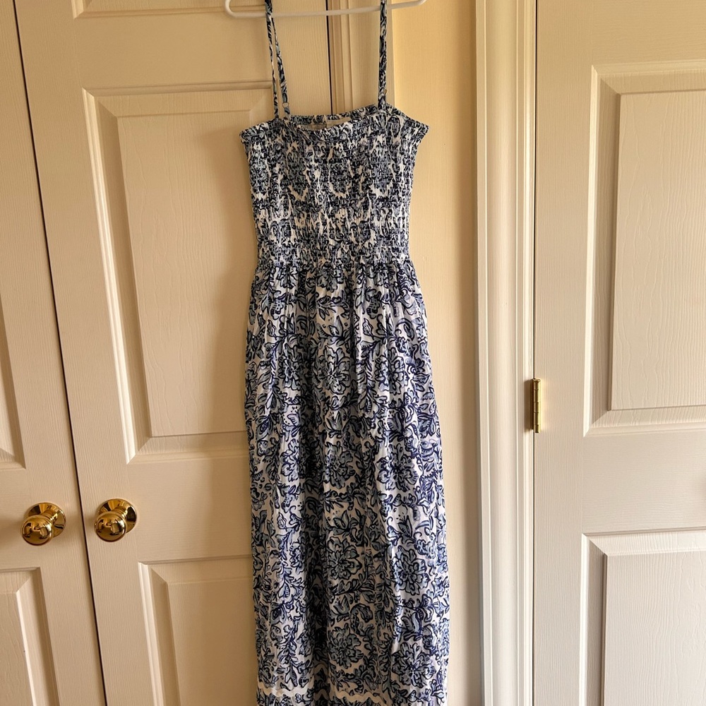 Blue and White Floral Maxi Dress